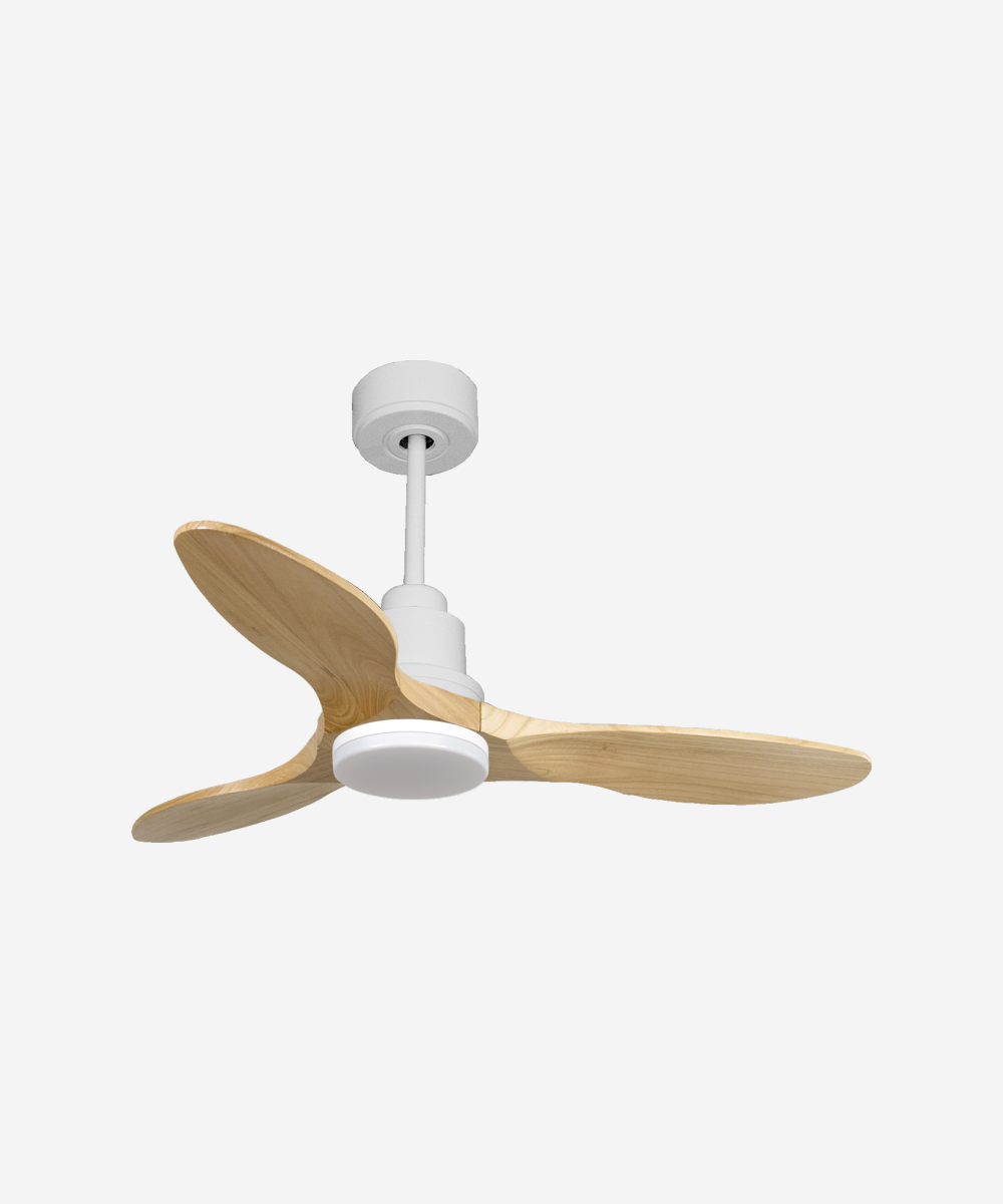 Ventilador de techo Reversible Termostato Dimable Wifi Motor DC Techos Inclinados Mando a Distancia Luz tres tonos Hypersilence Memoria 1