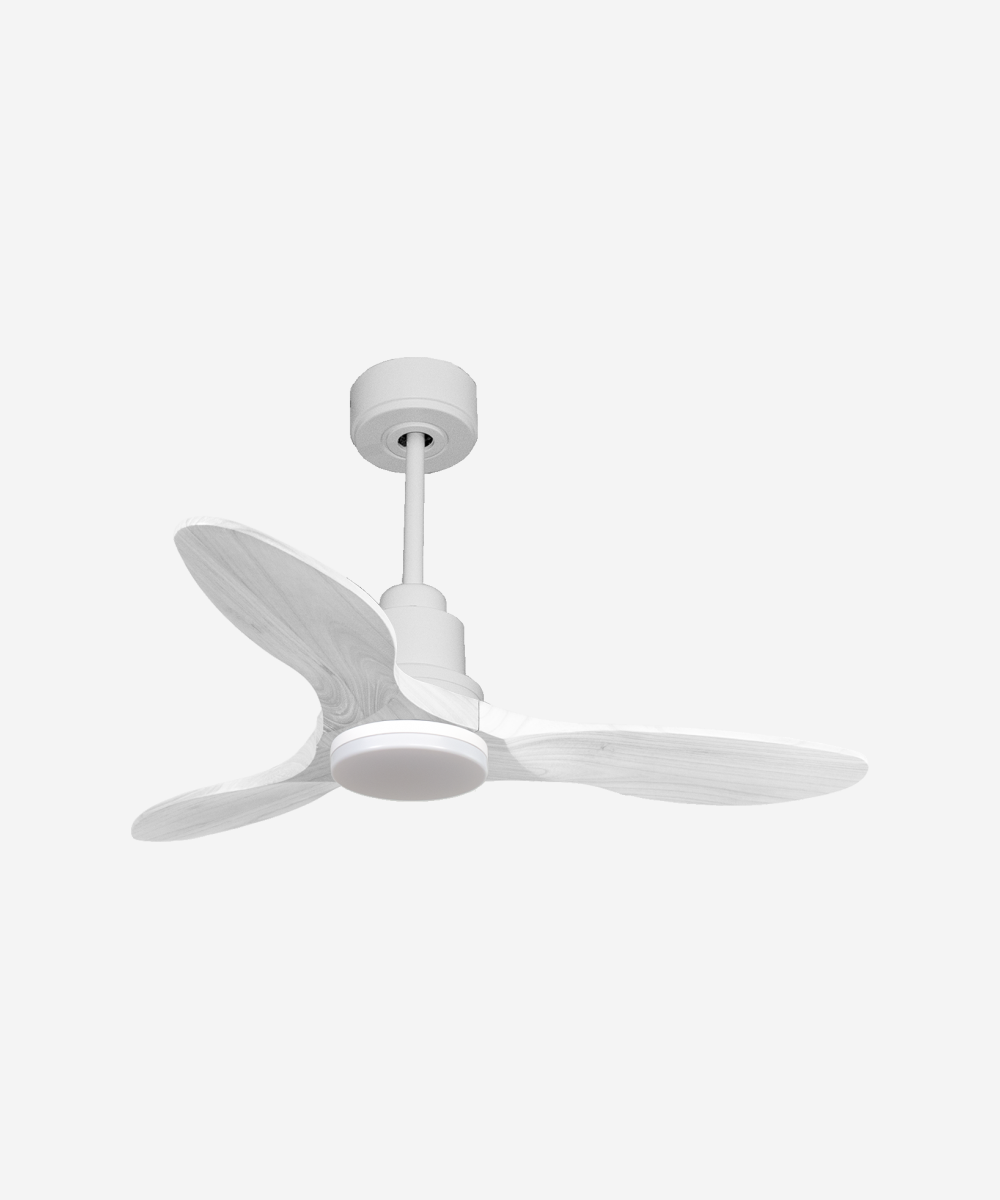 Ventilador de techo Modo Invierno/Verano Termostato Dimable Wifi Motor DC Techos Inclinados Mando a Distancia Luz tres tonos Hypersilence Memoria