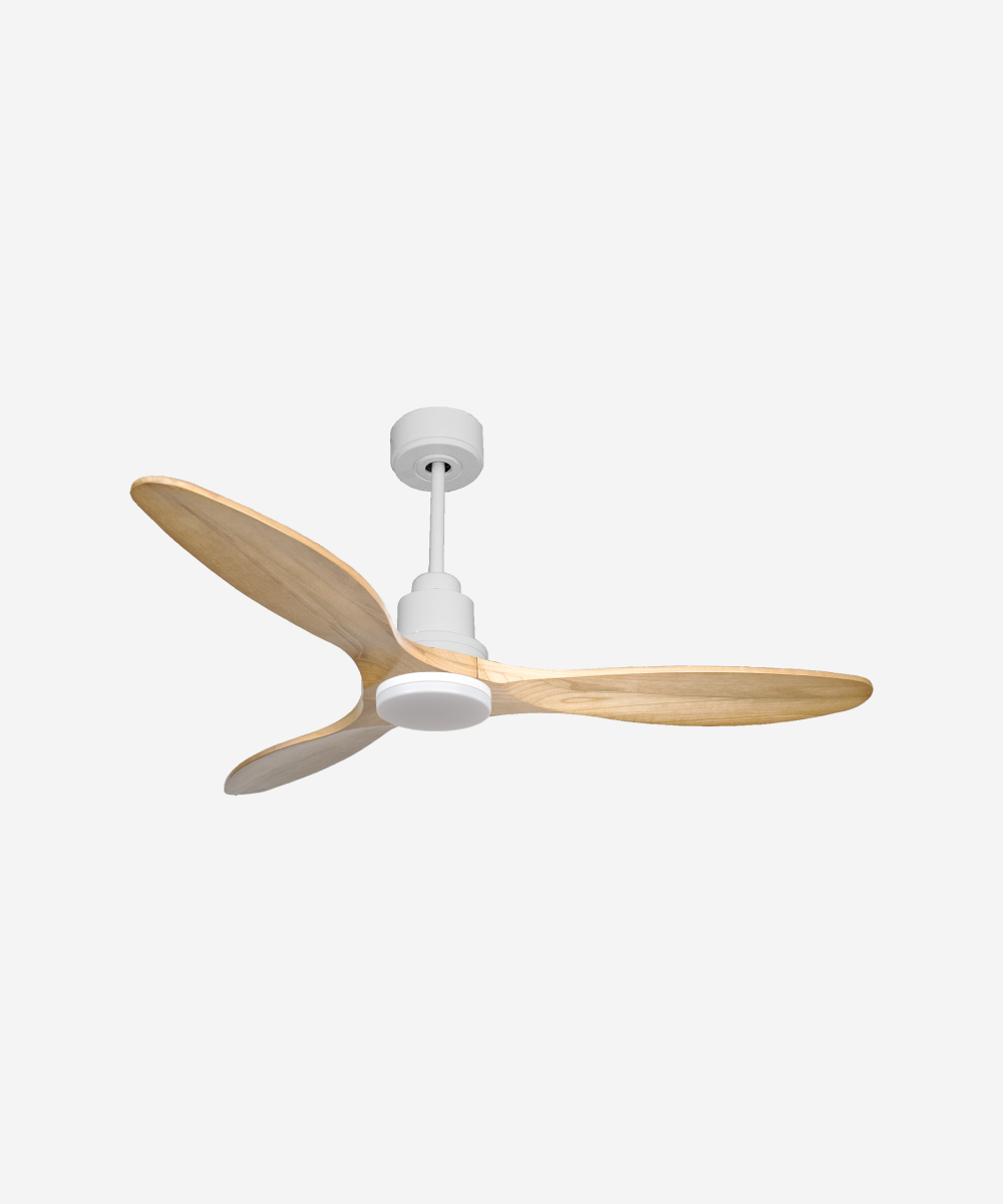 Ventilador de techo Reversible Termostato Dimable Wifi Motor DC Techos Inclinados Mando a Distancia Luz tres tonos Hypersilence Memoria 1