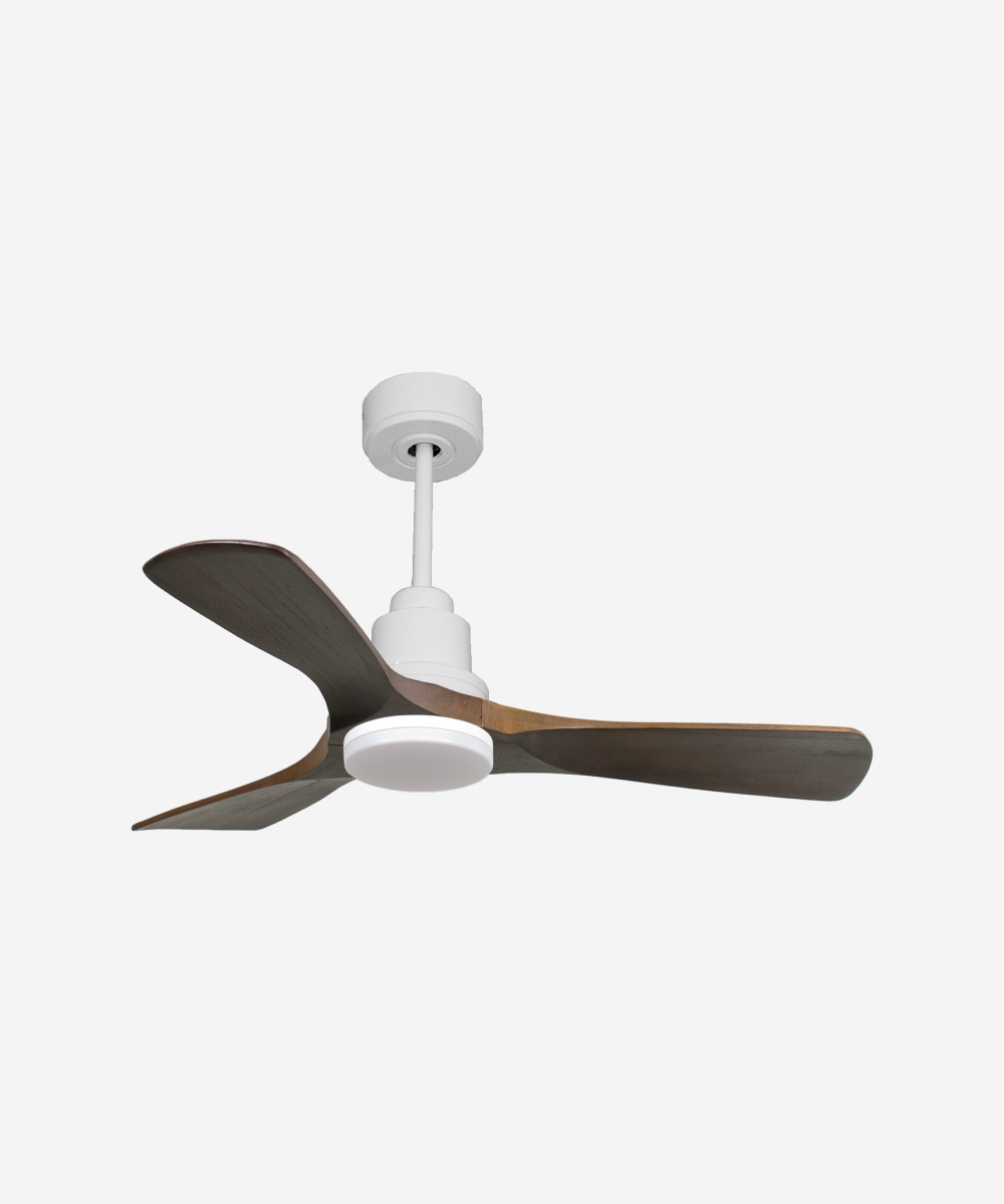 Ventilador de techo Reversible Termostato Dimable Wifi Motor DC Techos Inclinados Mando a Distancia Luz tres tonos Hypersilence Memoria 1