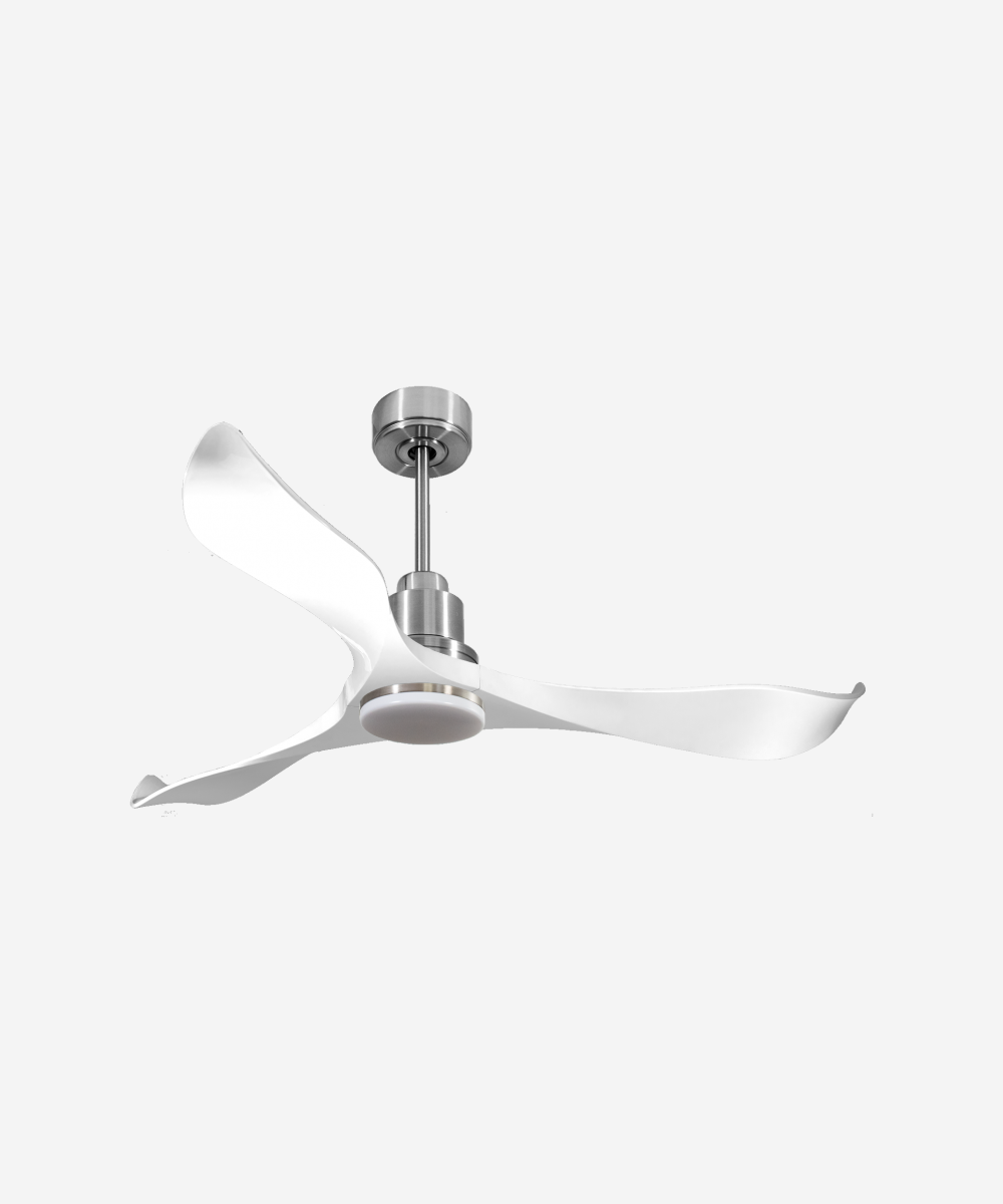 Ventilador de techo Reversible Termostato Dimable Wifi Motor DC Techos Inclinados Mando a Distancia Luz tres tonos Adaptador 2/3 Aspas Hypersilence Memoria 1