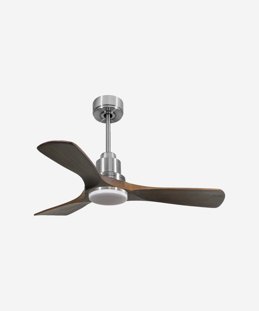 Ventilador de techo Reversible Termostato Dimable Wifi Motor DC Techos Inclinados Mando a Distancia Luz tres tonos Hypersilence Memoria 1