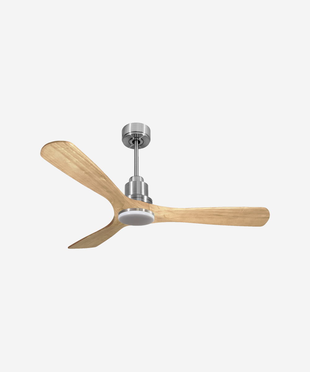 Ventilador de techo Reversible Termostato Dimable Wifi Motor DC Techos Inclinados Mando a Distancia Luz tres tonos Hypersilence Memoria 1