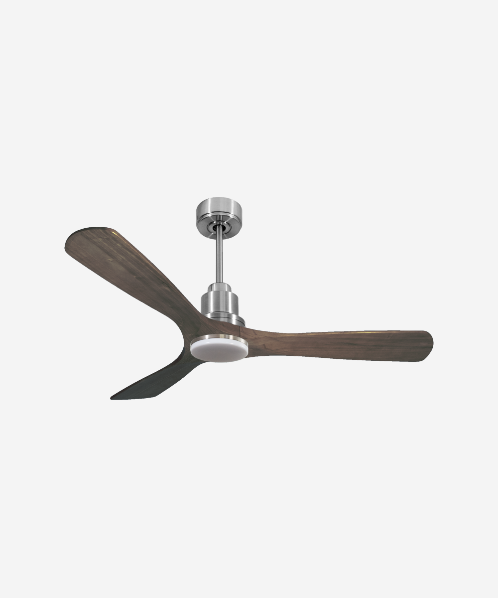 Ventilador de techo Reversible Termostato Dimable Wifi Motor DC Techos Inclinados Mando a Distancia Luz tres tonos Hypersilence Memoria 1