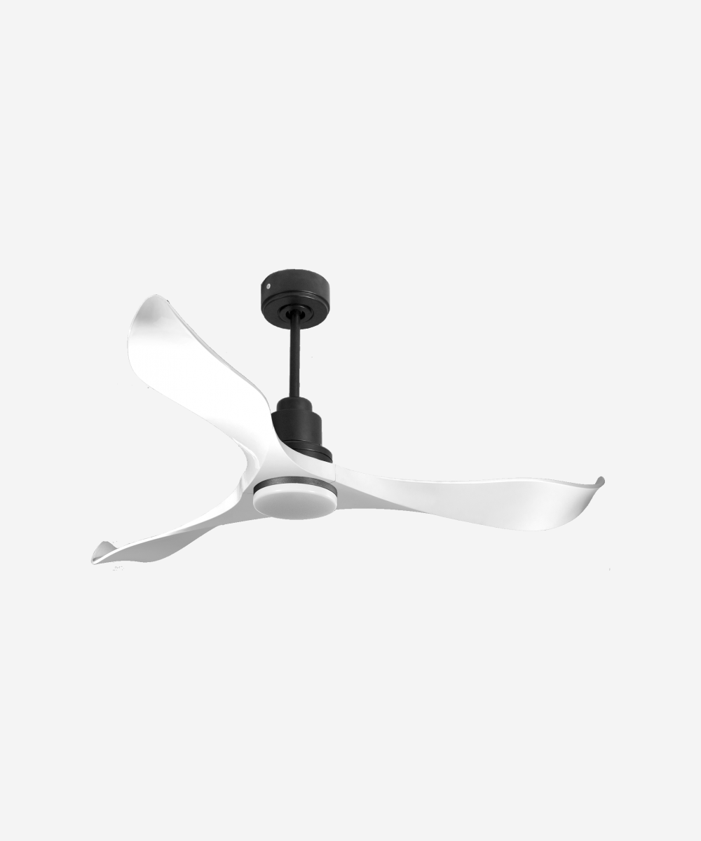 Ventilador de techo Reversible Termostato Dimable Wifi Motor DC Techos Inclinados Mando a Distancia Luz tres tonos Adaptador 2/3 Aspas Hypersilence Memoria 1