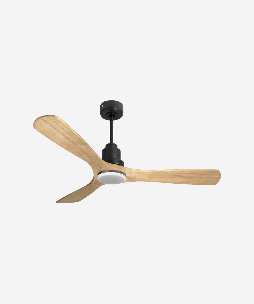 Ventilador de techo Reversible Termostato Dimable Wifi Motor DC Techos Inclinados Mando a Distancia Luz tres tonos Hypersilence Memoria 1