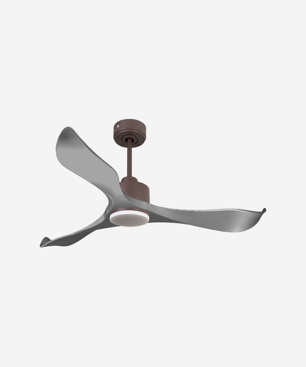 Ventilador de techo Reversible Termostato Dimable Wifi Motor DC Techos Inclinados Mando a Distancia Luz tres tonos Memoria 1