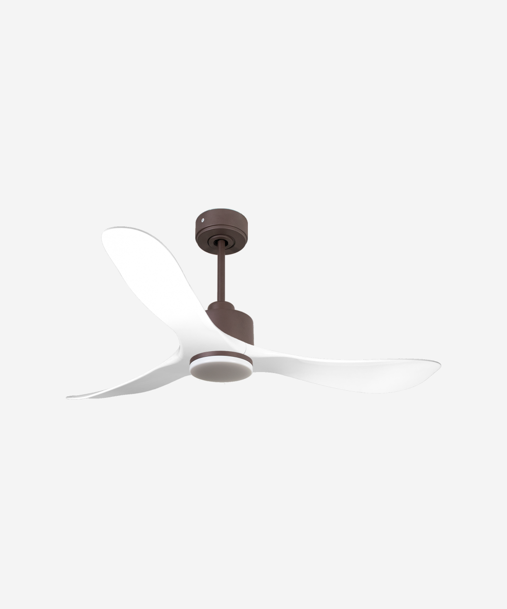 Ventilador de techo Reversible Termostato Dimable Wifi Motor DC Techos Inclinados Mando a Distancia Luz tres tonos Hypersilence Memoria 1