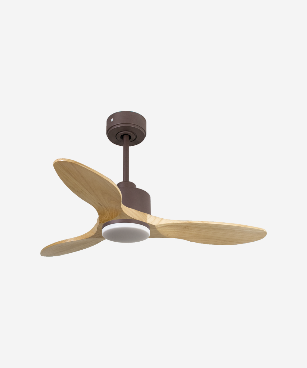 Ventilador de techo Reversible Termostato Dimable Wifi Motor DC Techos Inclinados Mando a Distancia Luz tres tonos Hypersilence Memoria 1