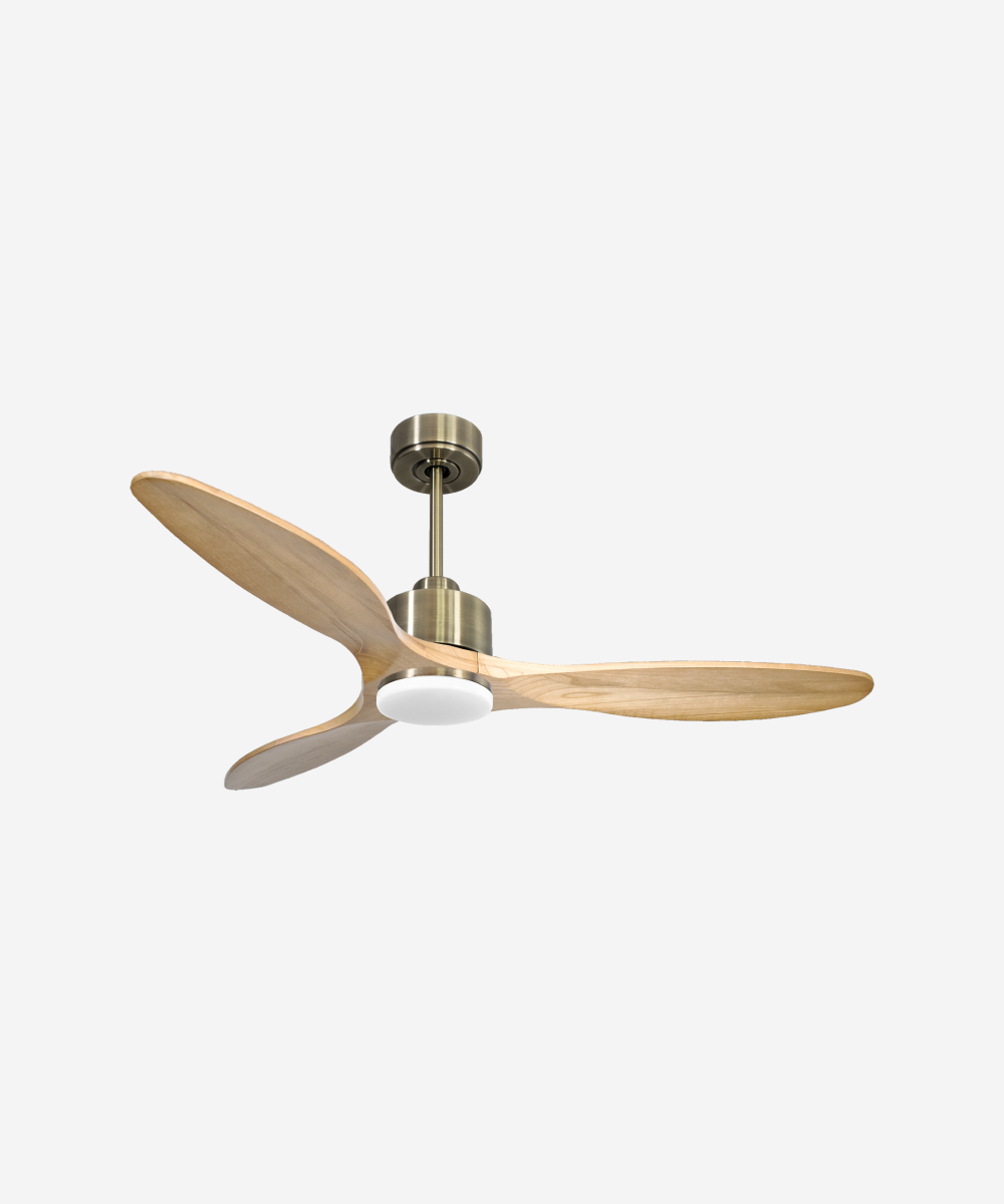 Ventilador de techo Reversible Termostato Dimable Wifi Motor DC Techos Inclinados Mando a Distancia Luz tres tonos Hypersilence Memoria 1