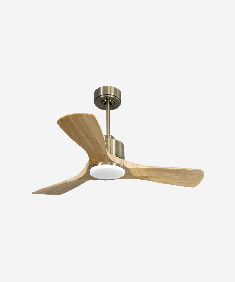 Ventilador de techo Reversible Termostato Dimable Wifi Motor DC Techos Inclinados Mando a Distancia Luz tres tonos Hypersilence Memoria 1