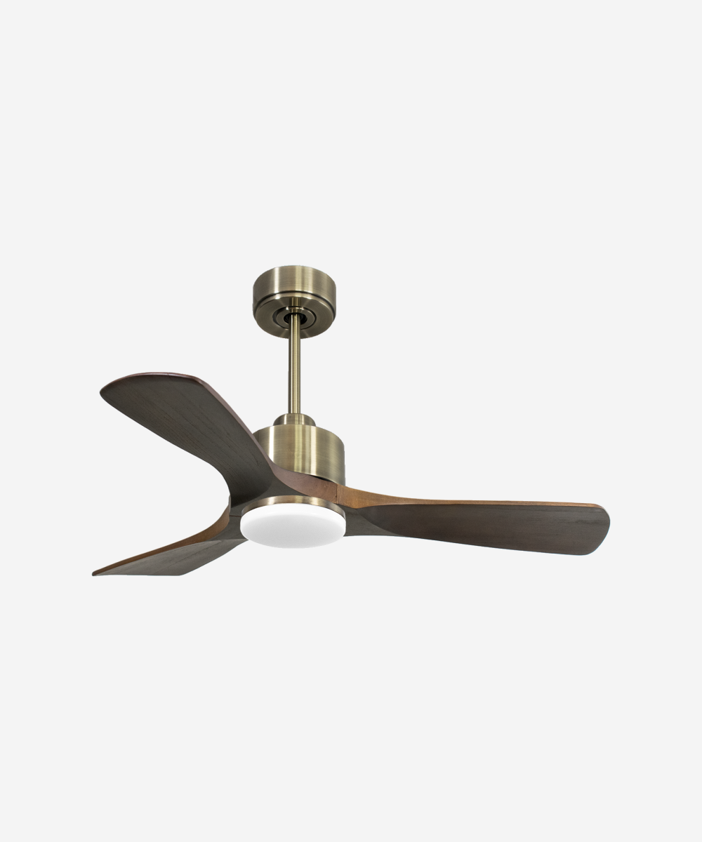 Ventilador de techo Reversible Termostato Dimable Wifi Motor DC Techos Inclinados Mando a Distancia Luz tres tonos Hypersilence Memoria 1