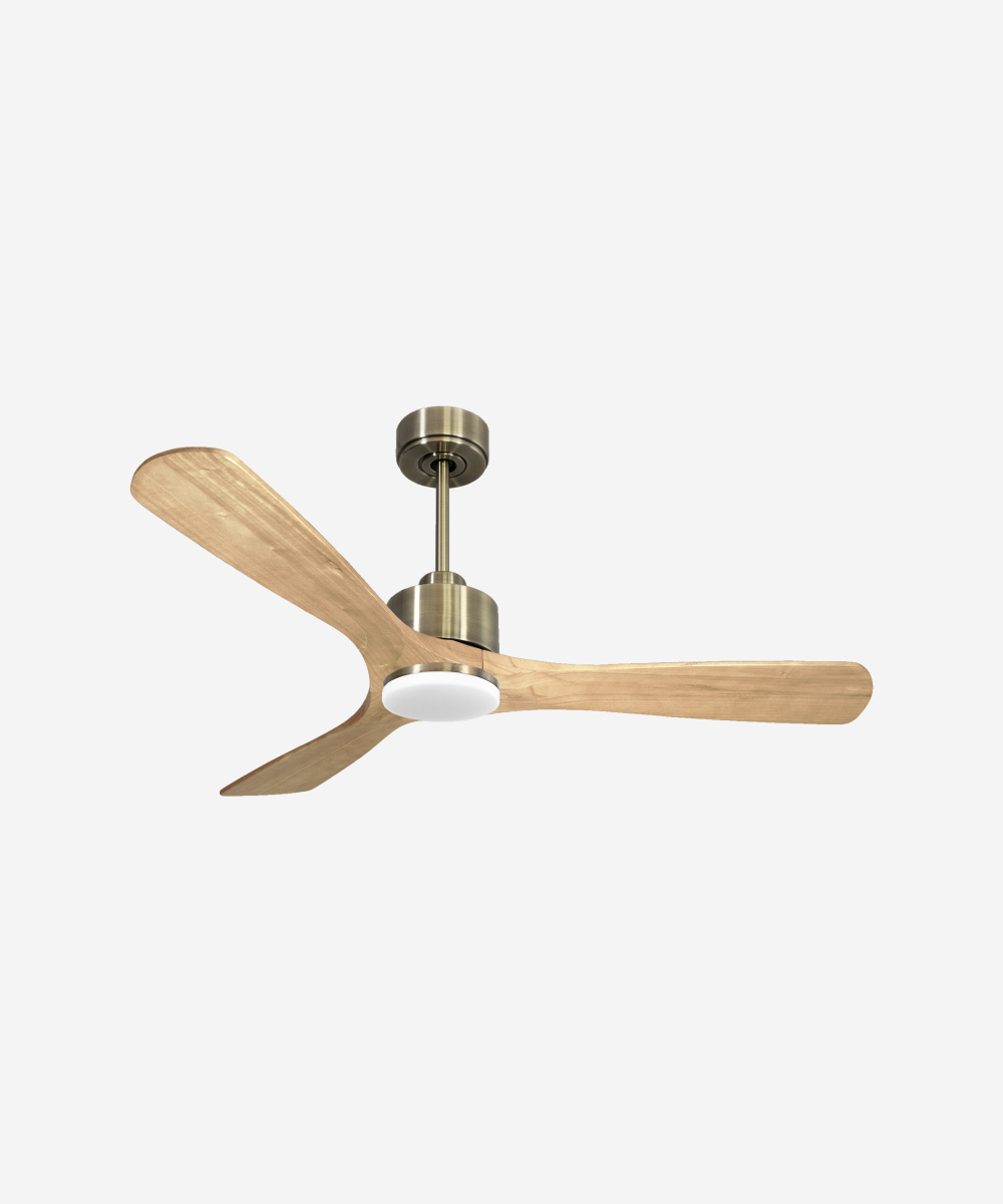 Ventilador de techo Reversible Termostato Dimable Wifi Motor DC Techos Inclinados Mando a Distancia Luz tres tonos Hypersilence Memoria 1