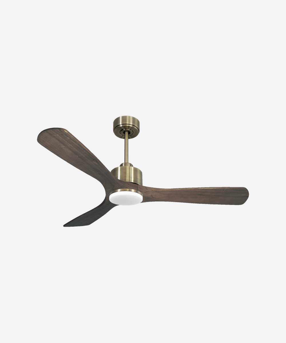 Ventilador de techo Reversible Termostato Dimable Wifi Motor DC Techos Inclinados Mando a Distancia Luz tres tonos Hypersilence Memoria 1