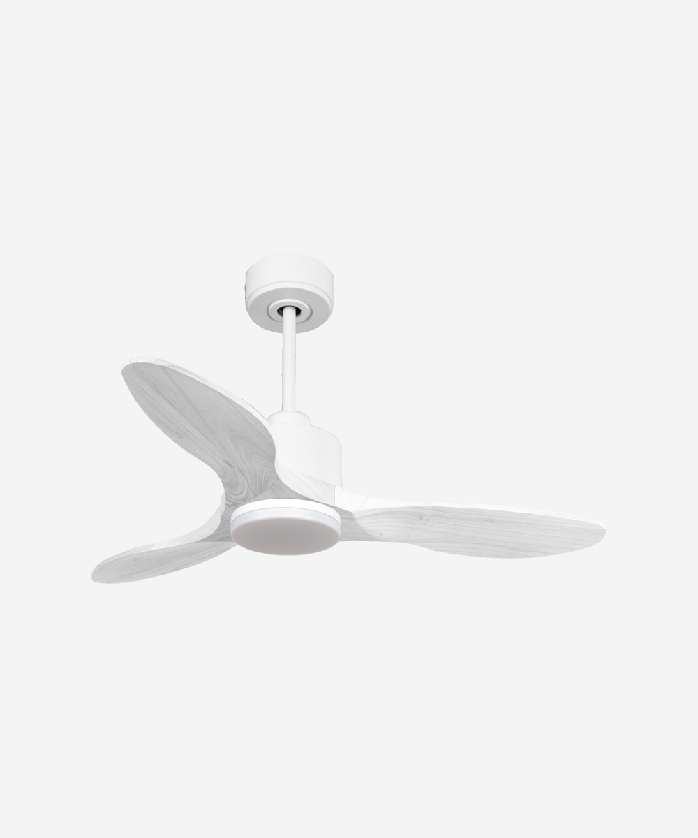 Ventilador de techo Modo Invierno/Verano Termostato Dimable Wifi Motor DC Techos Inclinados Mando a Distancia Luz tres tonos Hypersilence Memoria