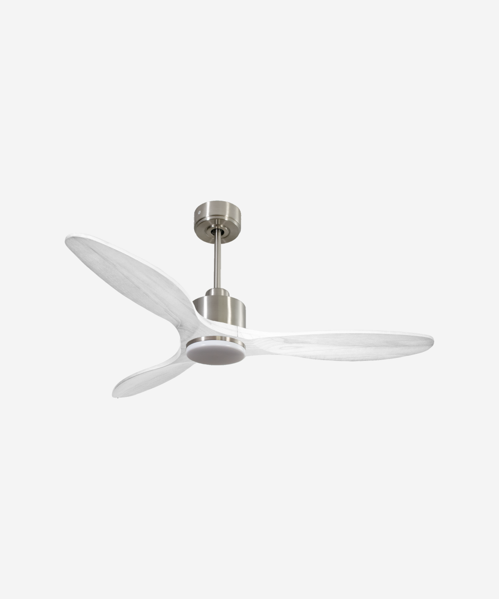 Ventilador de techo Modo Invierno/Verano Termostato Dimable Wifi Motor DC Techos Inclinados Mando a Distancia Luz tres tonos Hypersilence Memoria