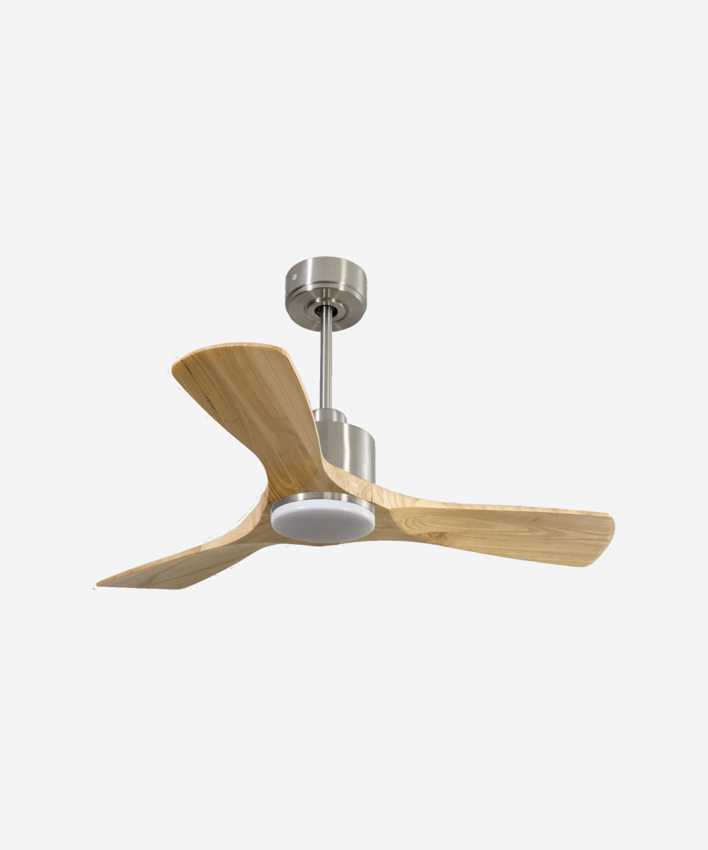 Ventilador de techo Reversible Termostato Dimable Wifi Motor DC Techos Inclinados Mando a Distancia Luz tres tonos Hypersilence Memoria 1