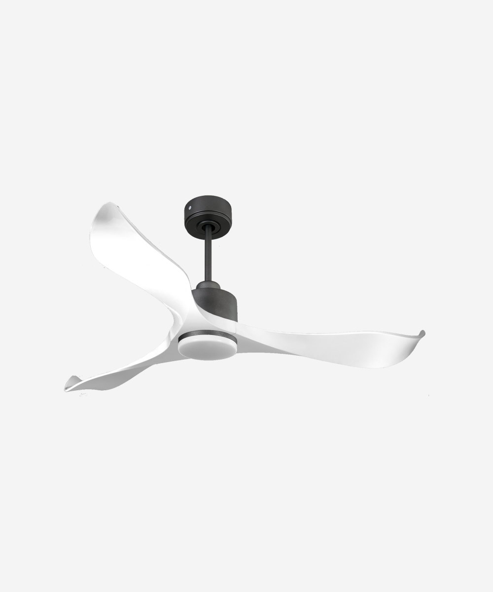 Ventilador de techo Reversible Termostato Dimable Wifi Motor DC Techos Inclinados Mando a Distancia Luz tres tonos Adaptador 2/3 Aspas Hypersilence Memoria 1