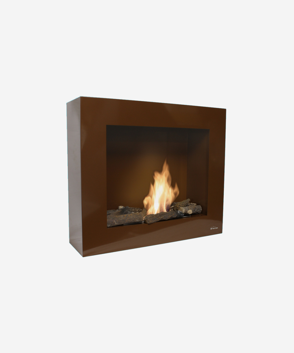 Chimenea de etanol marrón con kit de leños