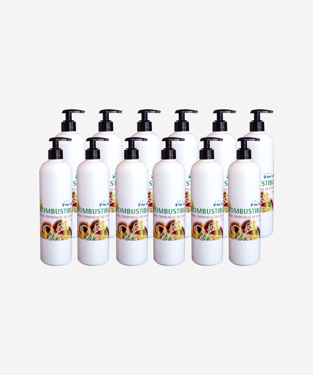 Etanol combustible de origen natural, en gel, aroma neutro, caja de 12 botellas de 500ml