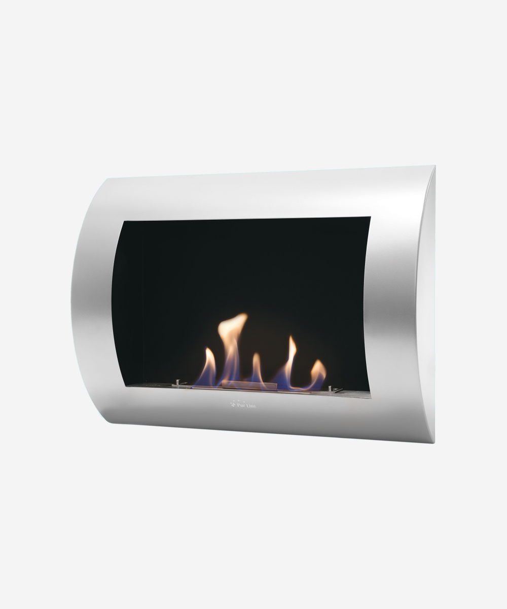 Chimenea de etanol mural con panel frontal curvado