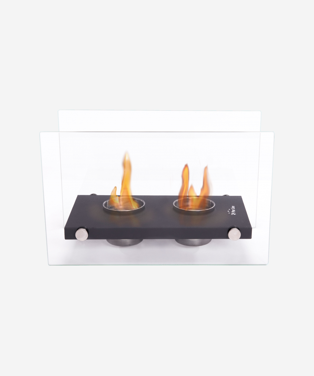 Chimenea de etanol de sobremesa de metal con doble llama