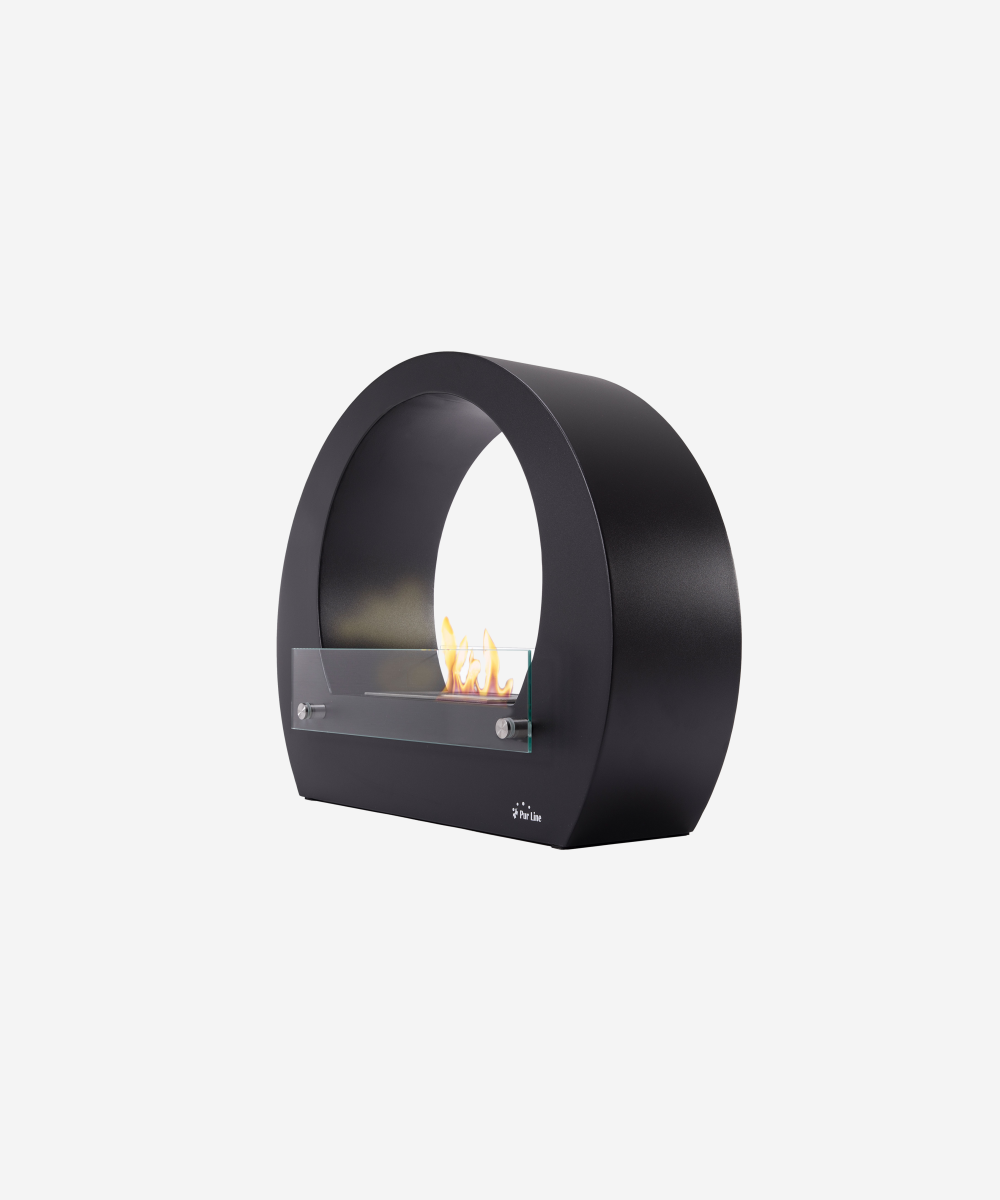 Chimenea de etanol de suelo en acero color negro y llama regulable