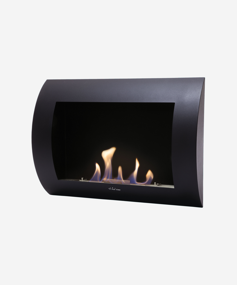 Chimenea de etanol mural de acero lacado en negro