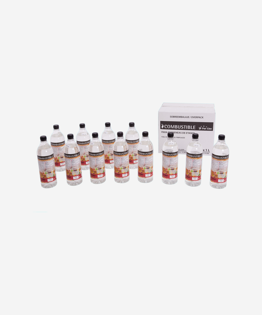 Etanol, combustible de origen natural para Chimenea de etanols, aroma canela, caja 12 botellas de 1L