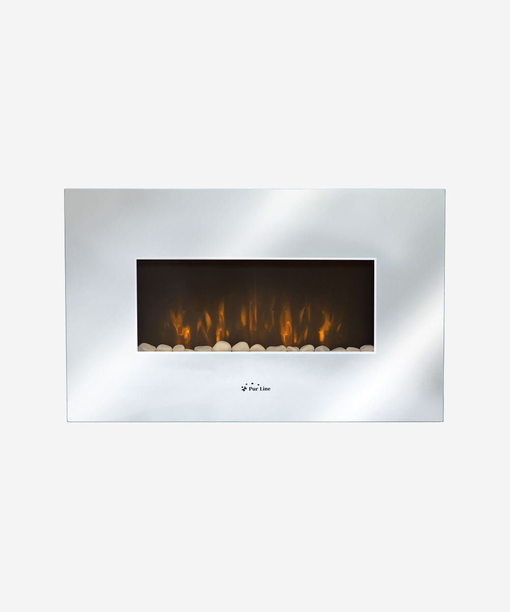 Chimenea eléctrica mural 2kW en cristal templado con efecto espejo