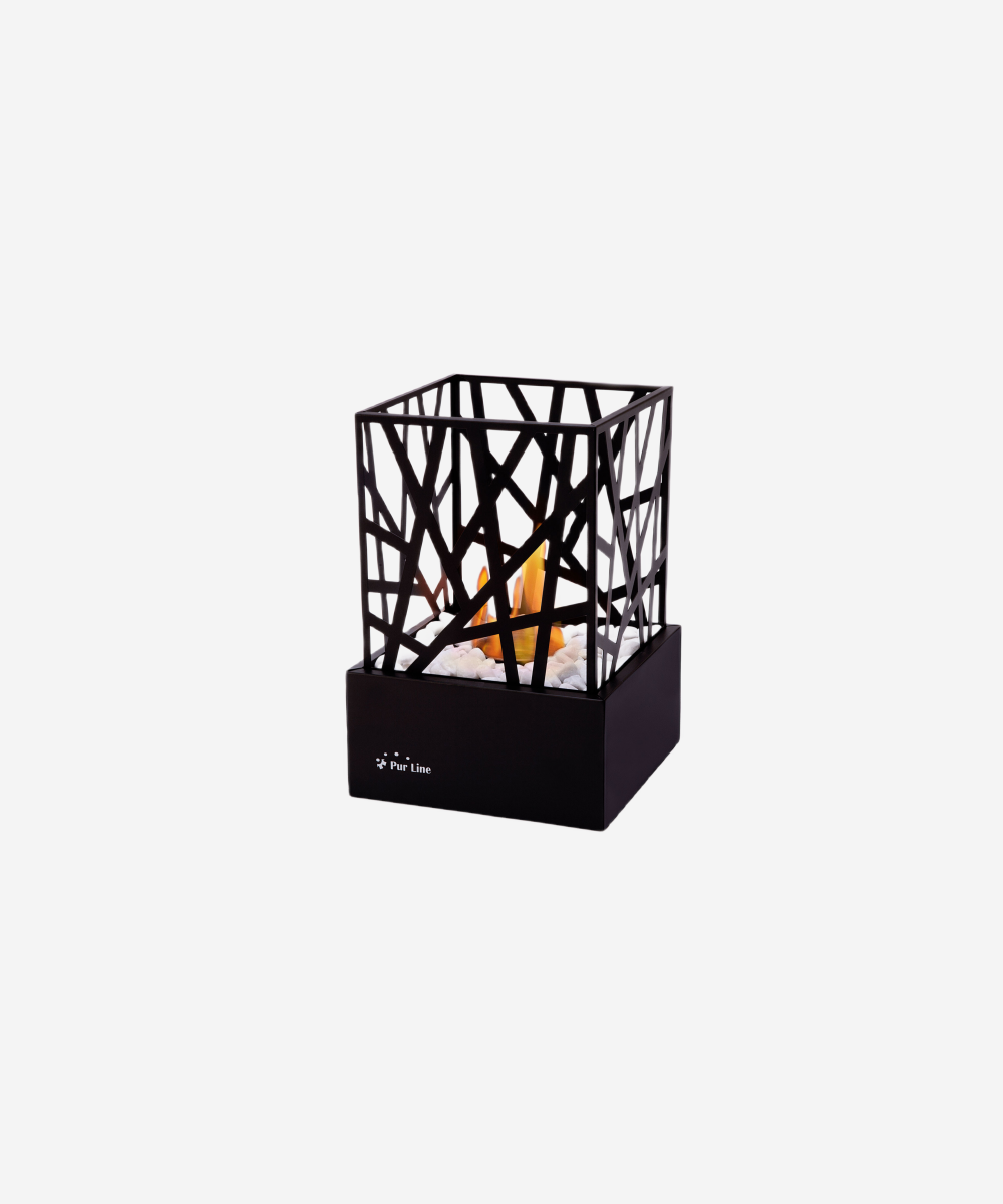 Chimenea de etanol de sobremesa en acero esmaltado negro