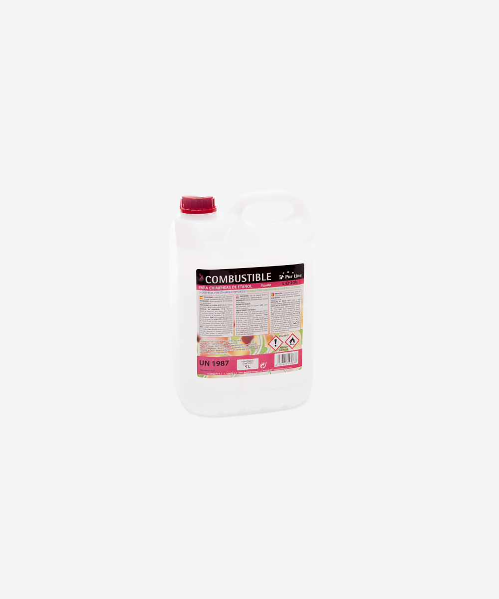 Etanol, combustible líquido natural para Chimenea de etanols, aroma neutro, garrafa de 5L