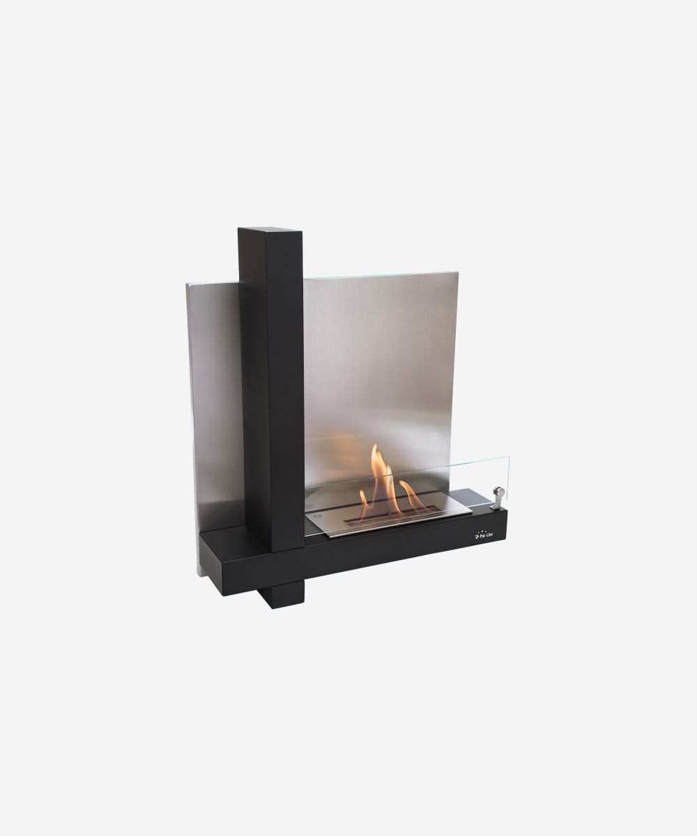 Chimenea de etanol mural en acero inoxidable negro