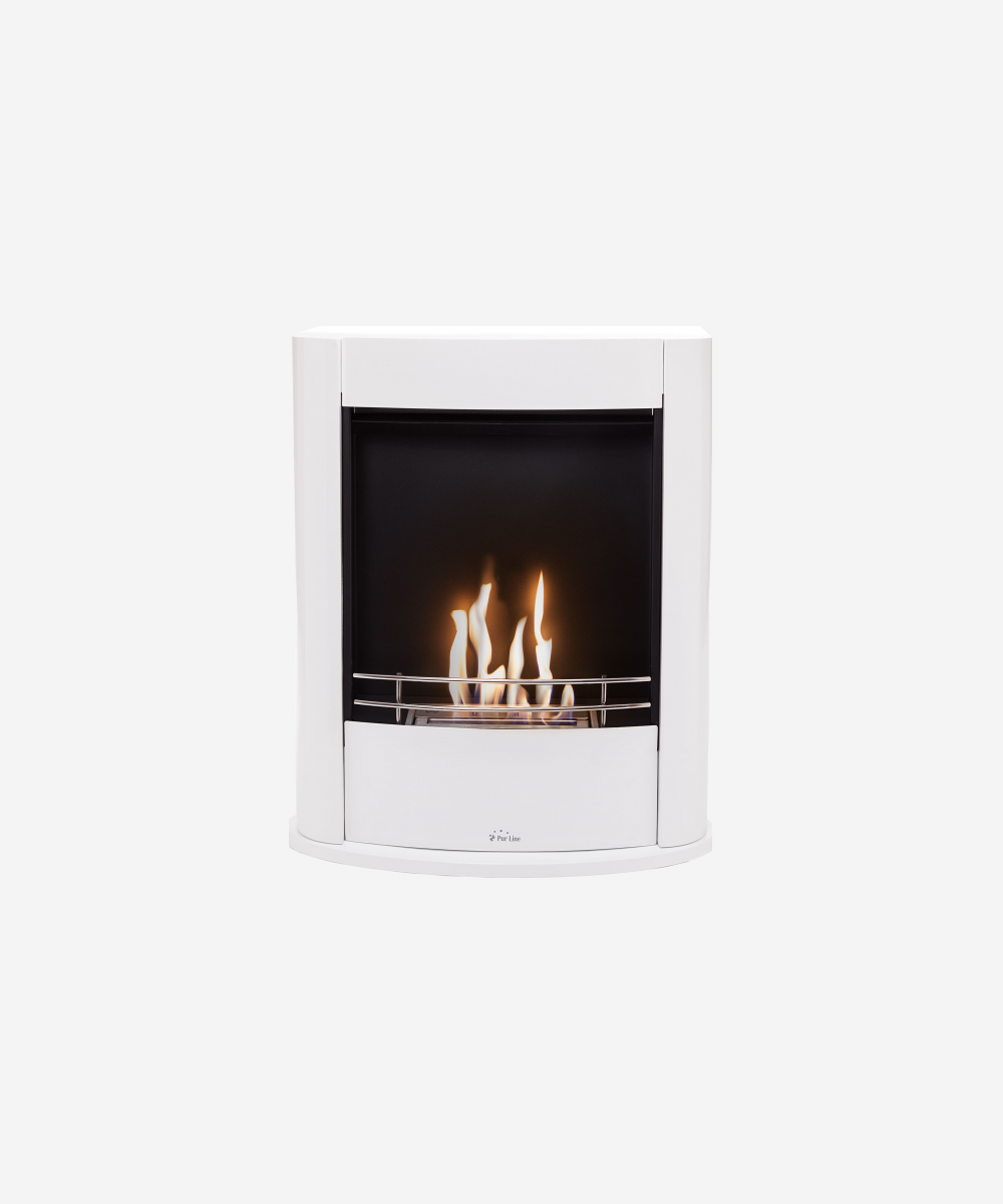 Chimenea de etanol de suelo, 2500W, diseño rectangular en acero blanco