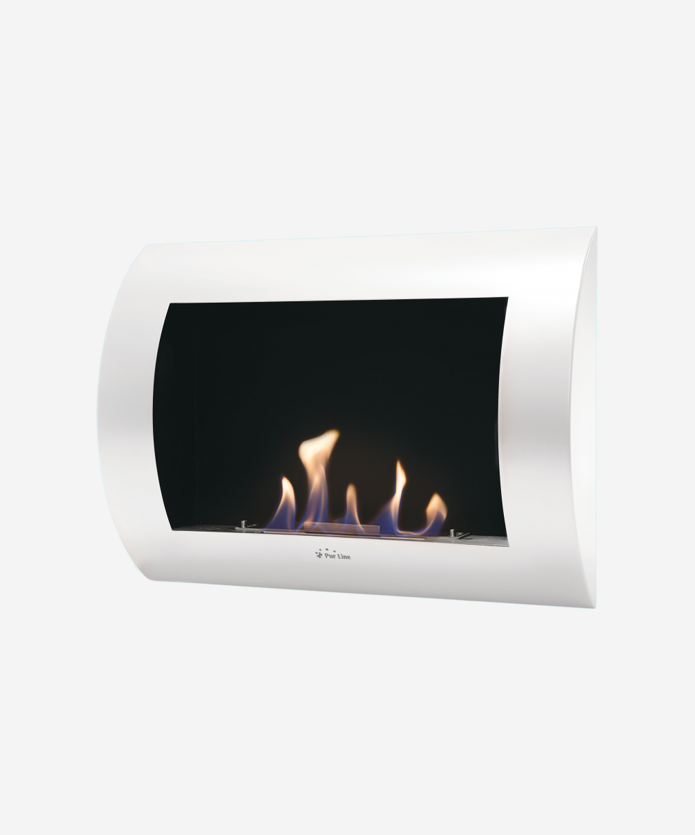 Chimenea de etanol mural en acero lacado blanco