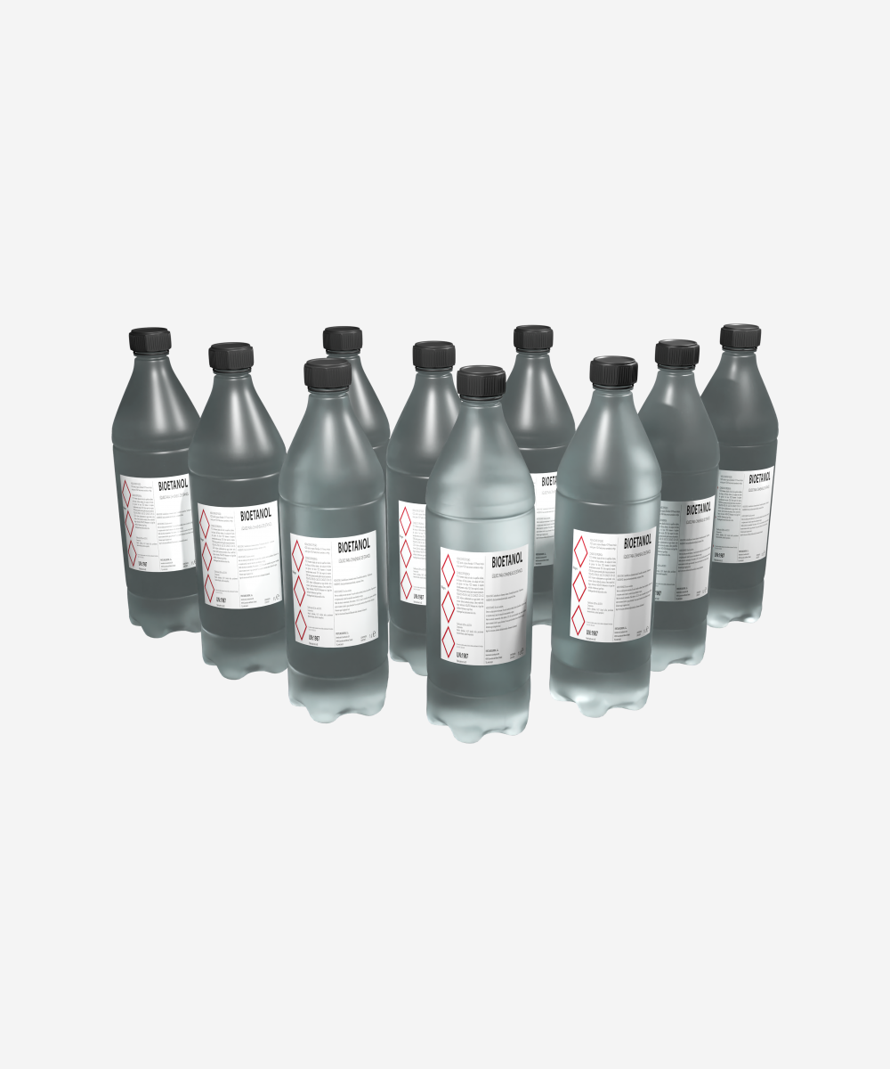 Combustible Etanol de origen natural aroma neutro. Caja 12 Botellas de 1L