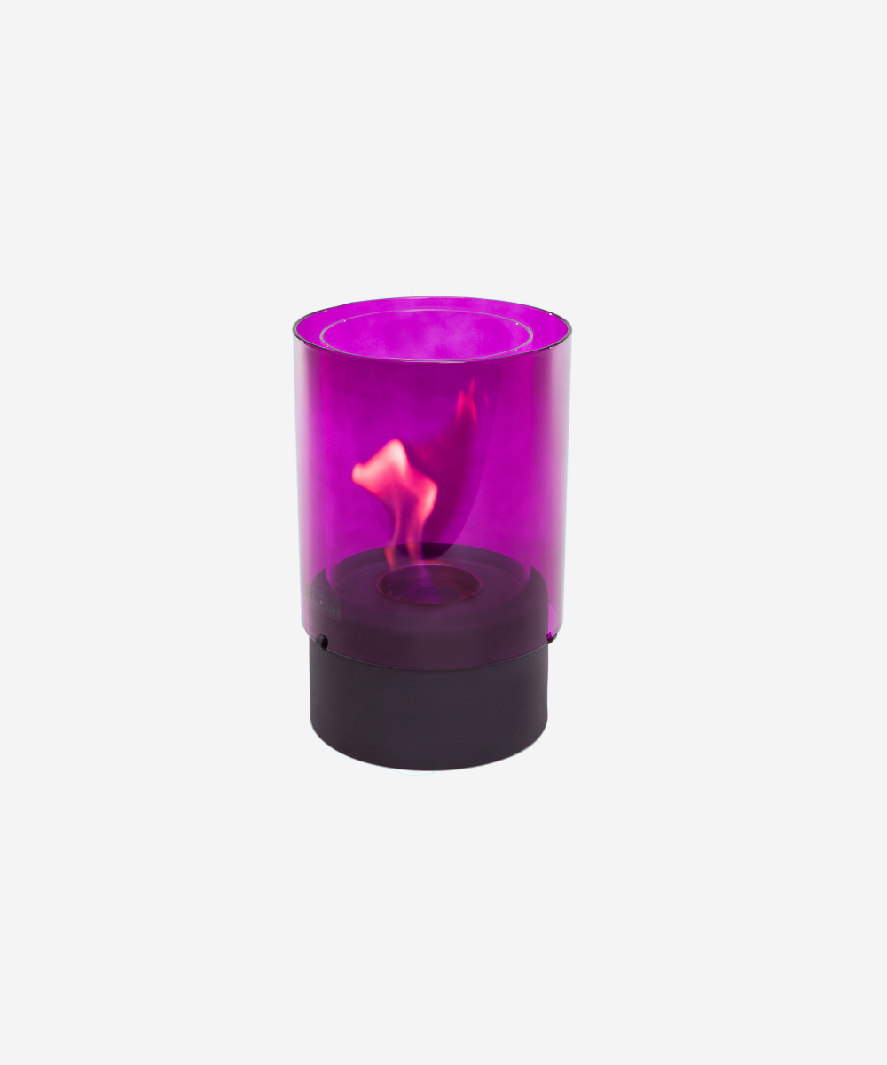 Chimenea de etanol de sobremesa de cristal templado violeta
