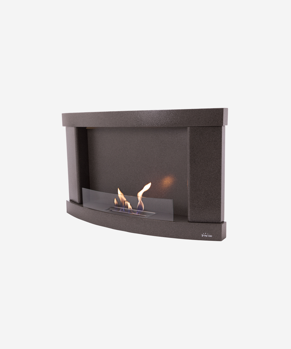 Chimenea de etanol mural de 2000W, diseño rectangular en acero negro, con cristal templado