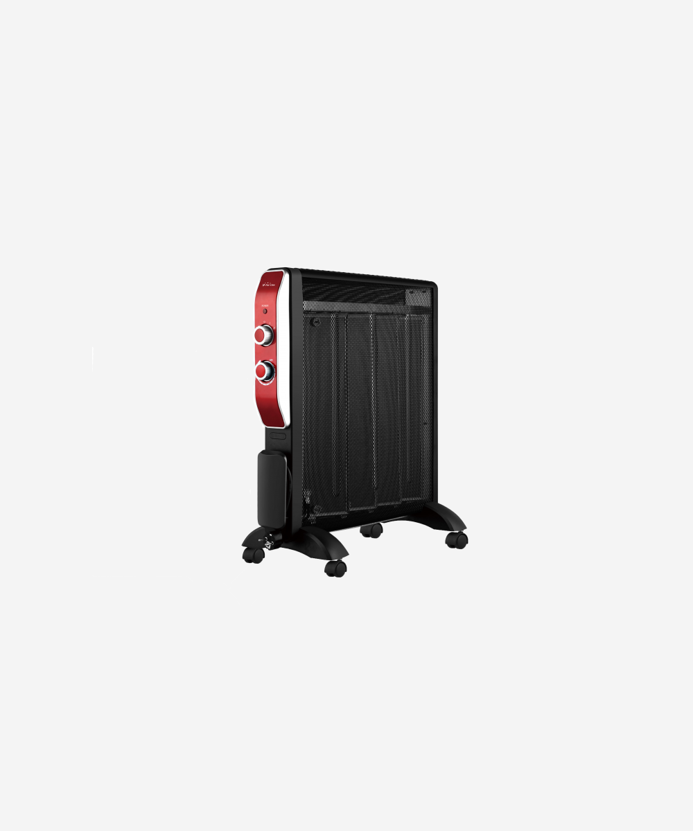 Radiador Eléctrico negro 2000 W bajo consumo con ruedas y termostato