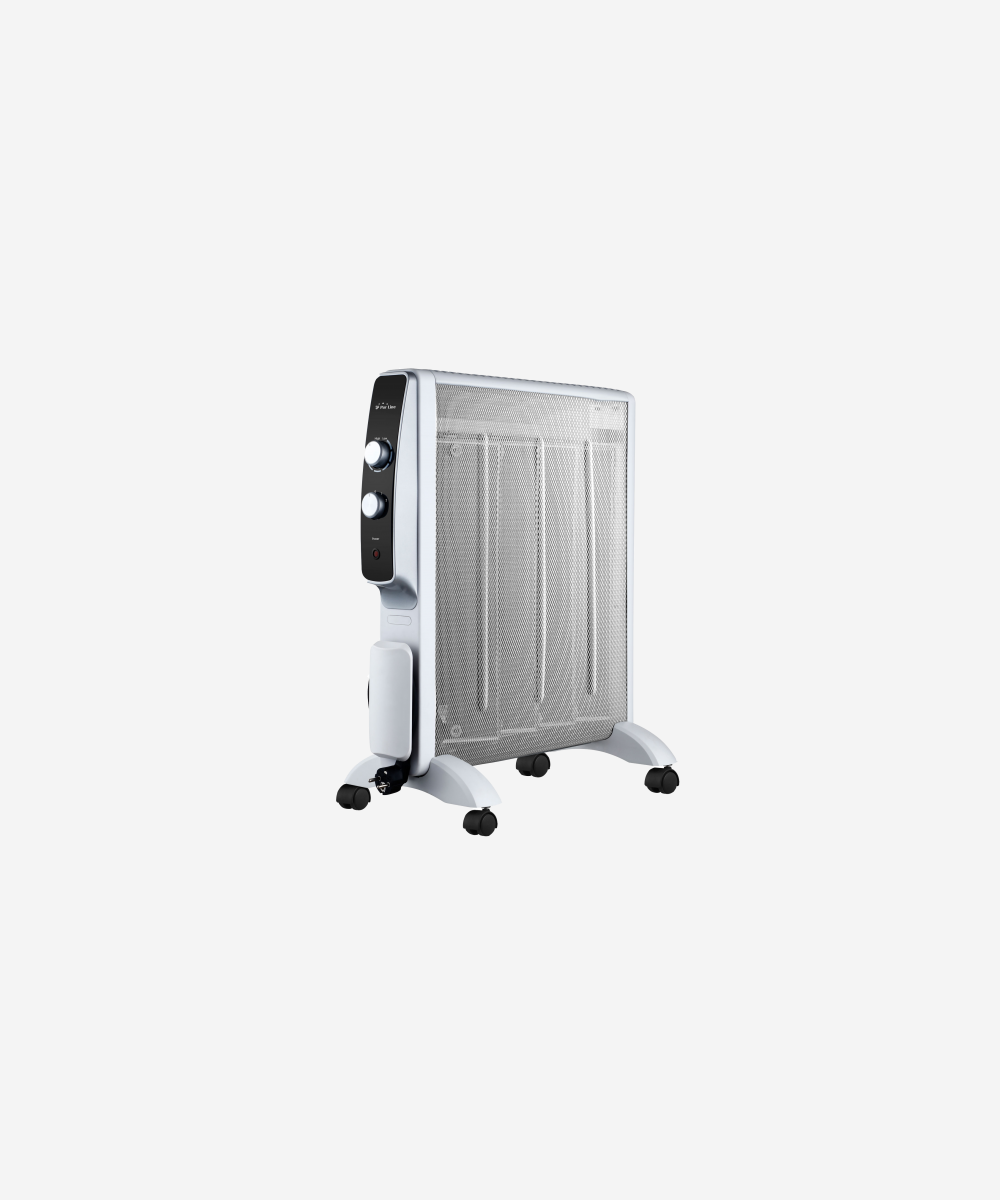 Radiador Eléctrico negro 2000 W bajo consumo con ruedas y termostato