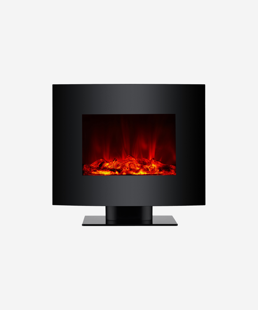 Chimenea Eléctrica 2kW de cristal templado negro con mando a distancia