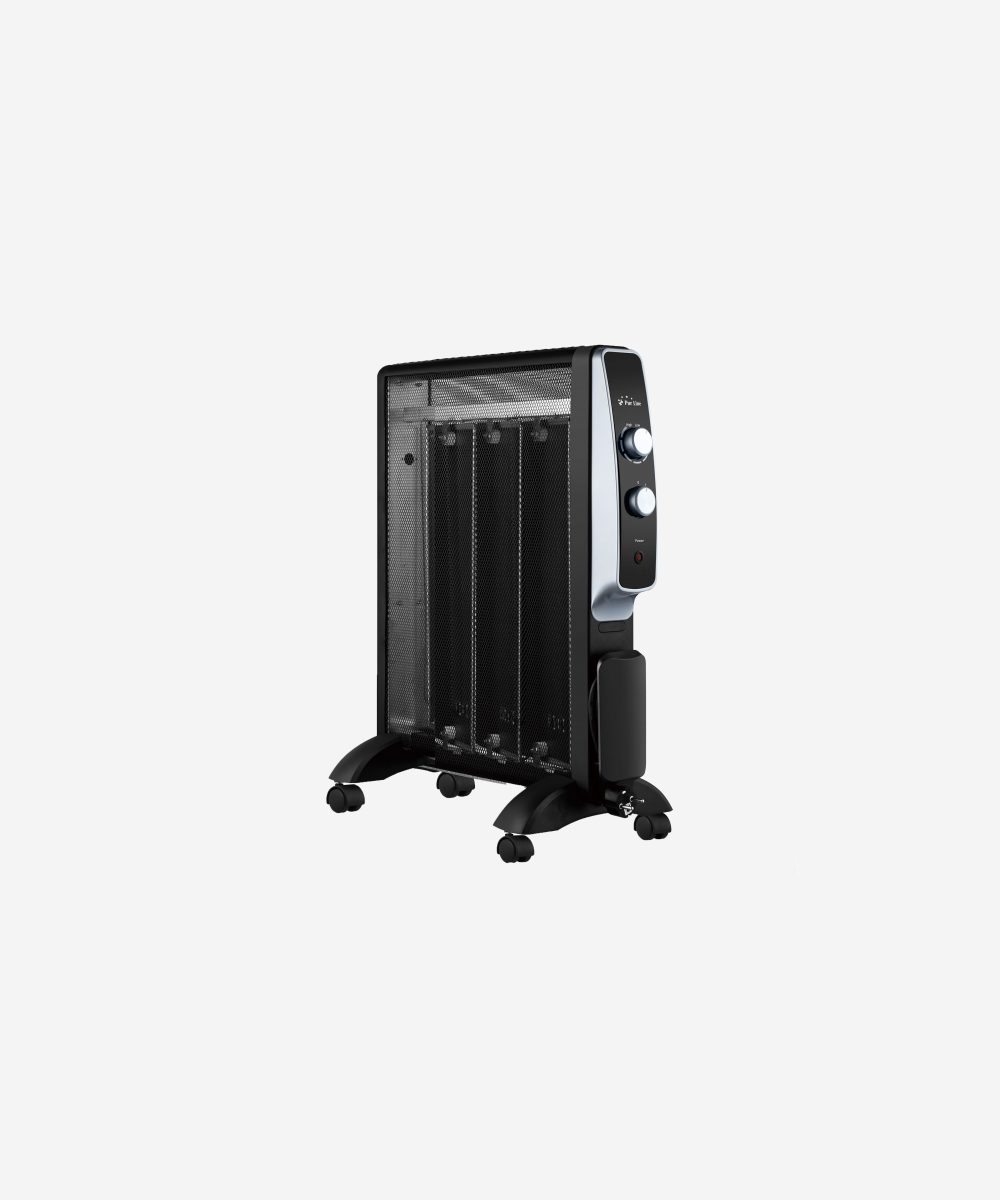 Radiador Eléctrico negro 2000 W bajo consumo con ruedas y termostato