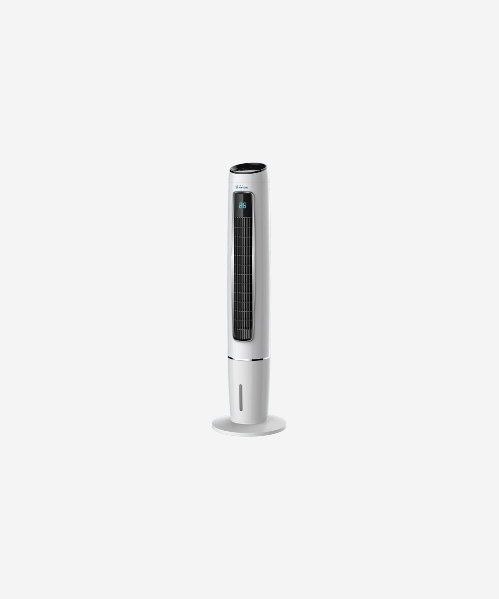 Climatizador evaporativo de muy bajo consumo en forma de torre