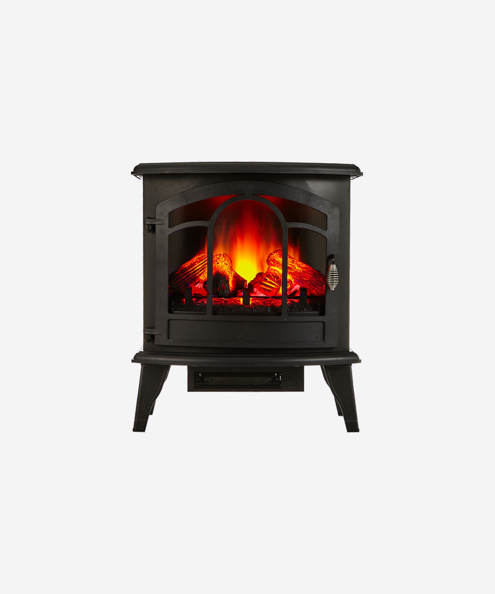 Chimenea Eléctrica 2kW en acero negro con mando a distancia