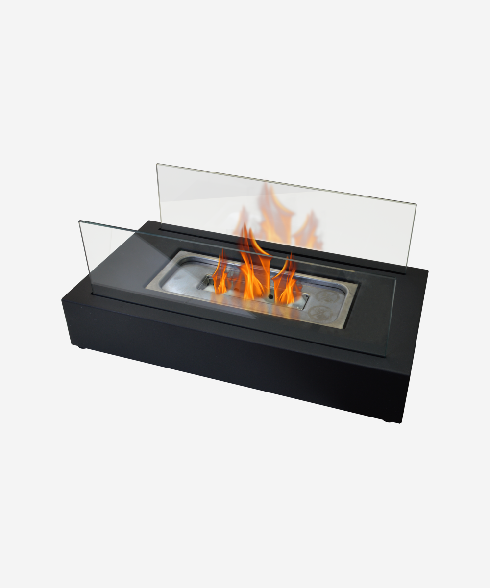 Chimenea de etanol de sobremesa con dos pantallas de cristal templado