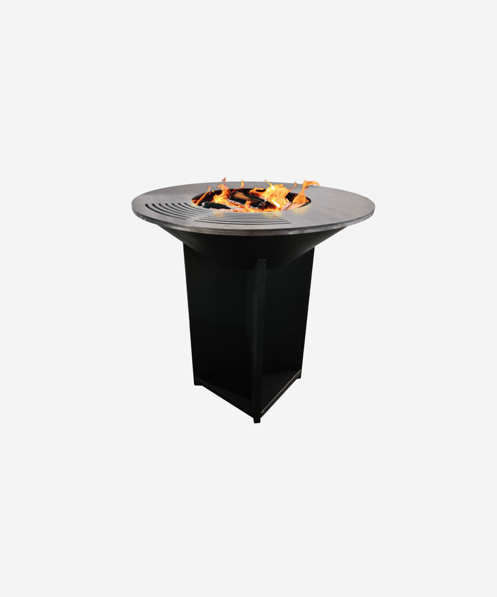 Barbacoa grande en acero corten con grill