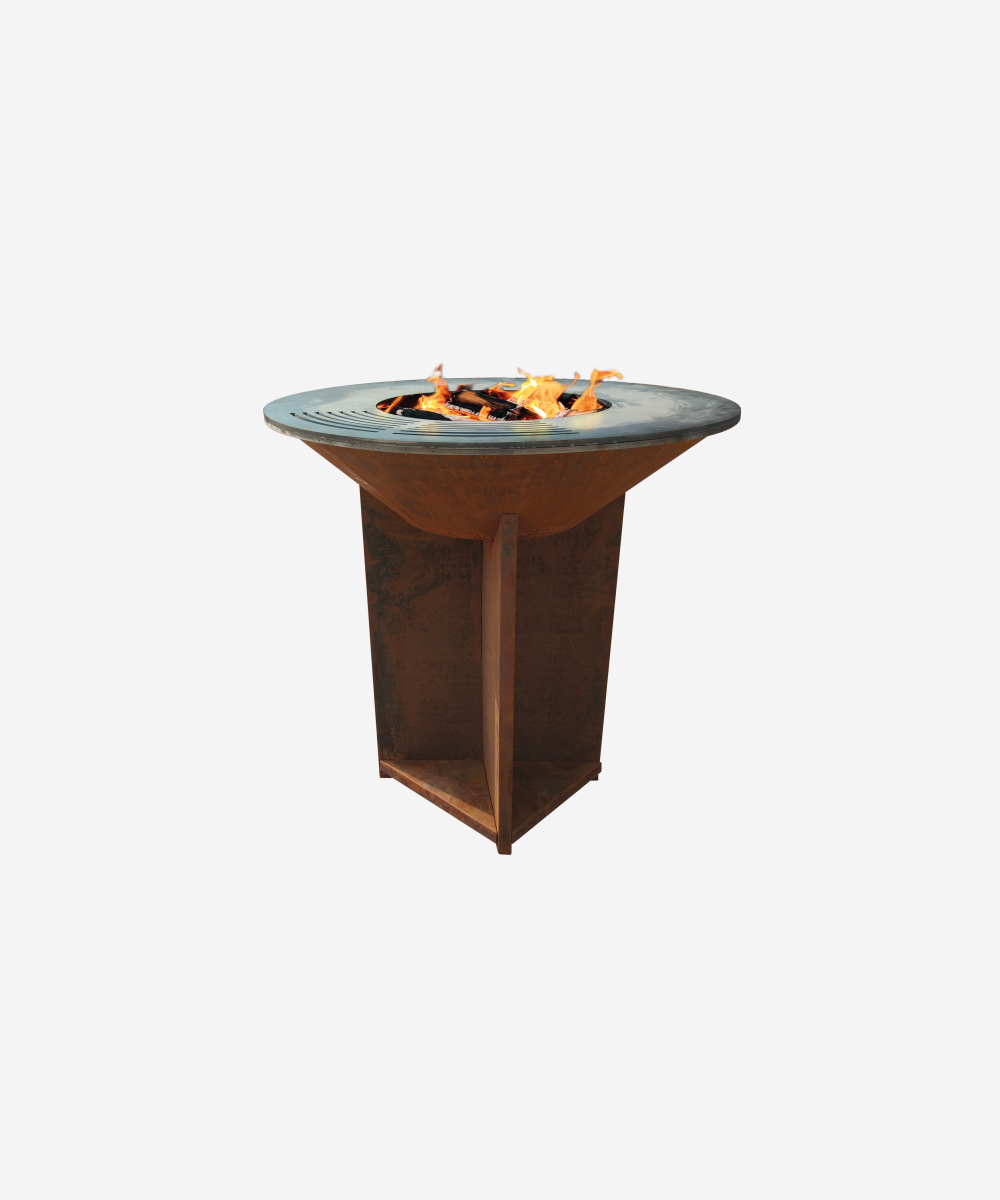 Barbacoa grande en acero corten con grill