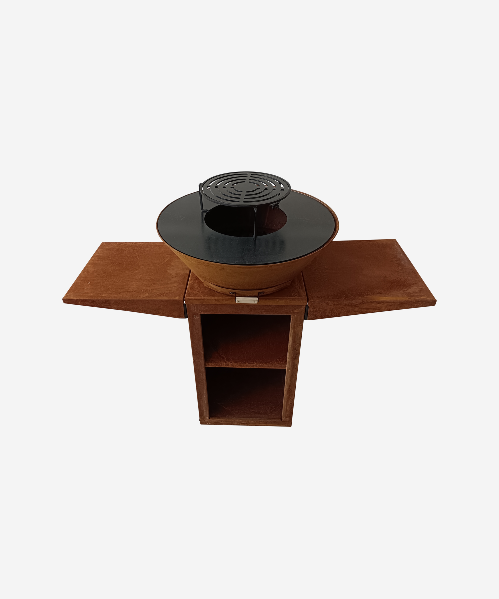 Barbacoa de acero corten con plancha de 60 cm