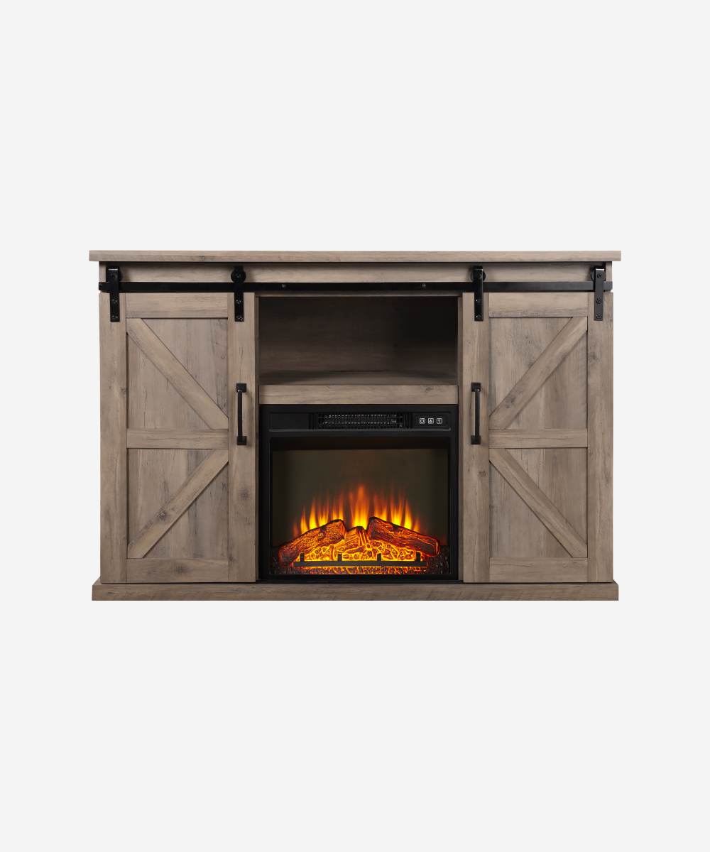 Chimenea eléctrica con mueble aparador rustico  2000W