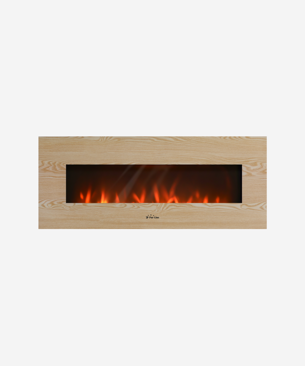 Chimenea Eléctrica Panorámica con luz LED ambiental y panel frontal MDF